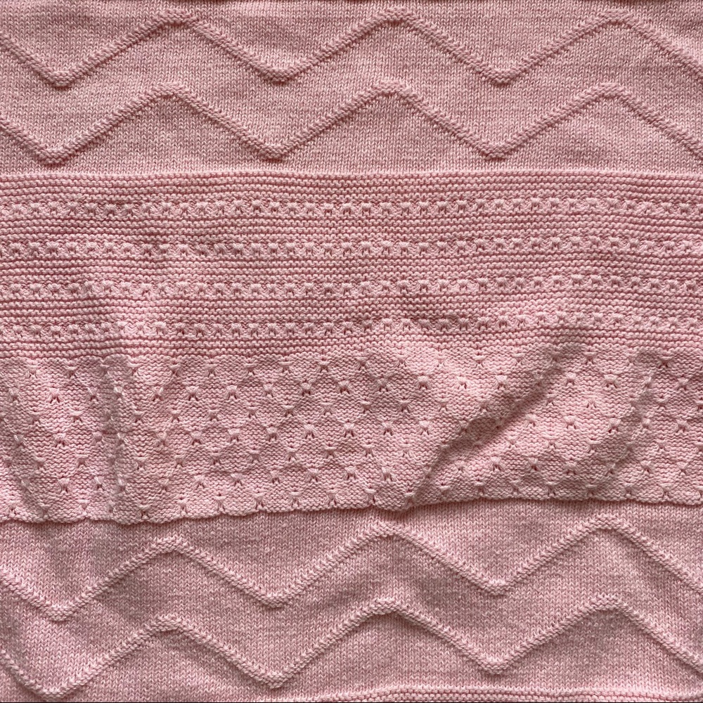 Vintage 80s Sleeveless Pink Knit Patterned Sweater - Picture 5 of 6